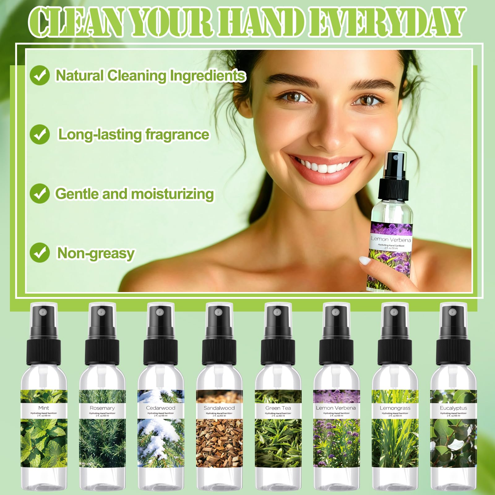 Frienda mint-scented mini sanitizer bottle for quick refreshment.