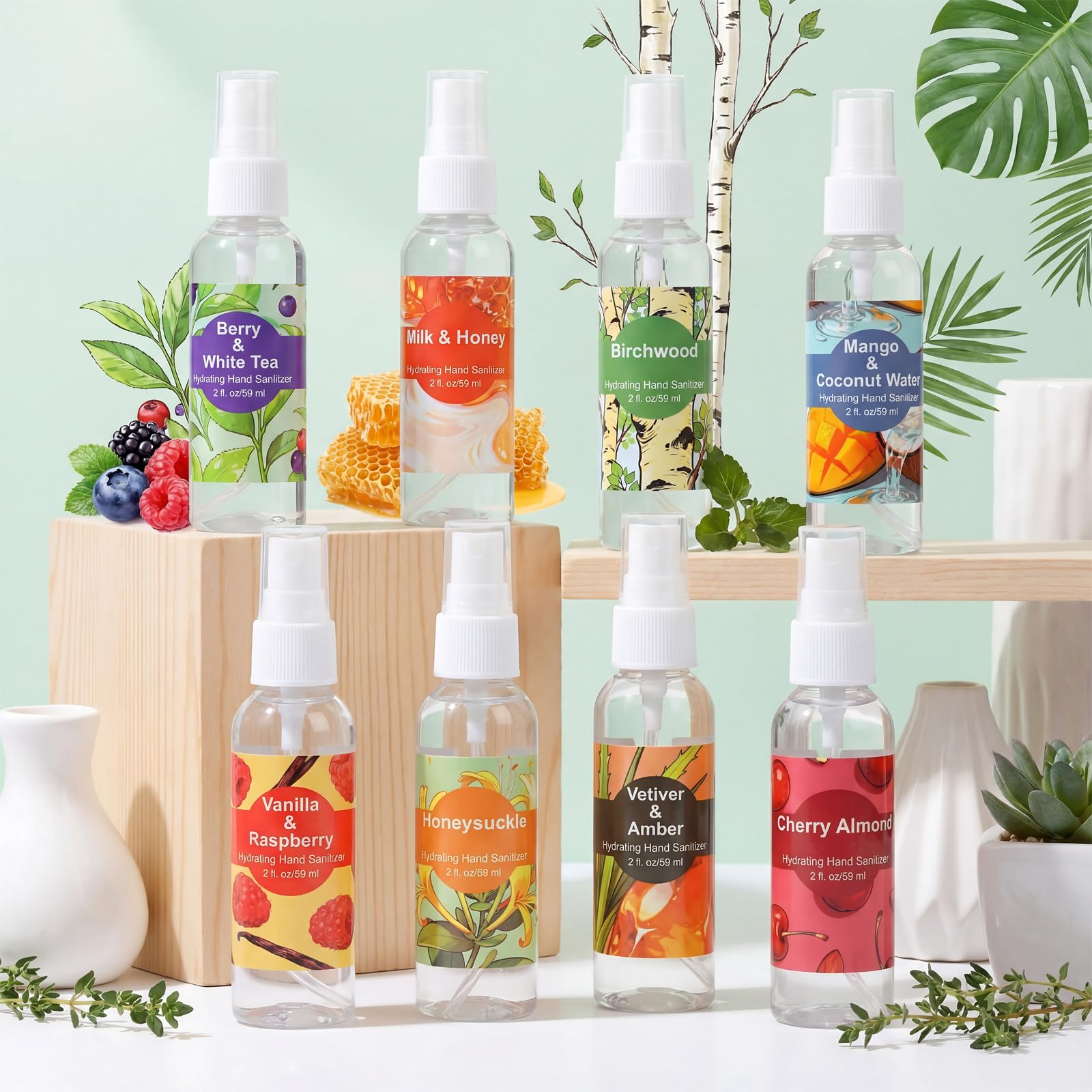 Frienda colorful mini bottles offering convenient cleanliness at work or school.