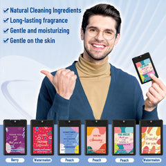Frienda pocket-size sanitizer bottle held in a hand for on-the-go hygiene