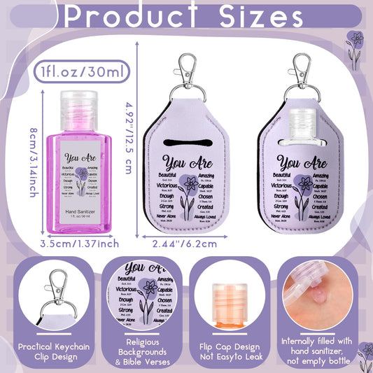 Frienda purple flower keychain — portable sanitizer access attached to keys and bag.