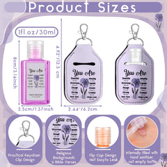 Frienda purple flower keychain — portable sanitizer access attached to keys and bag.
