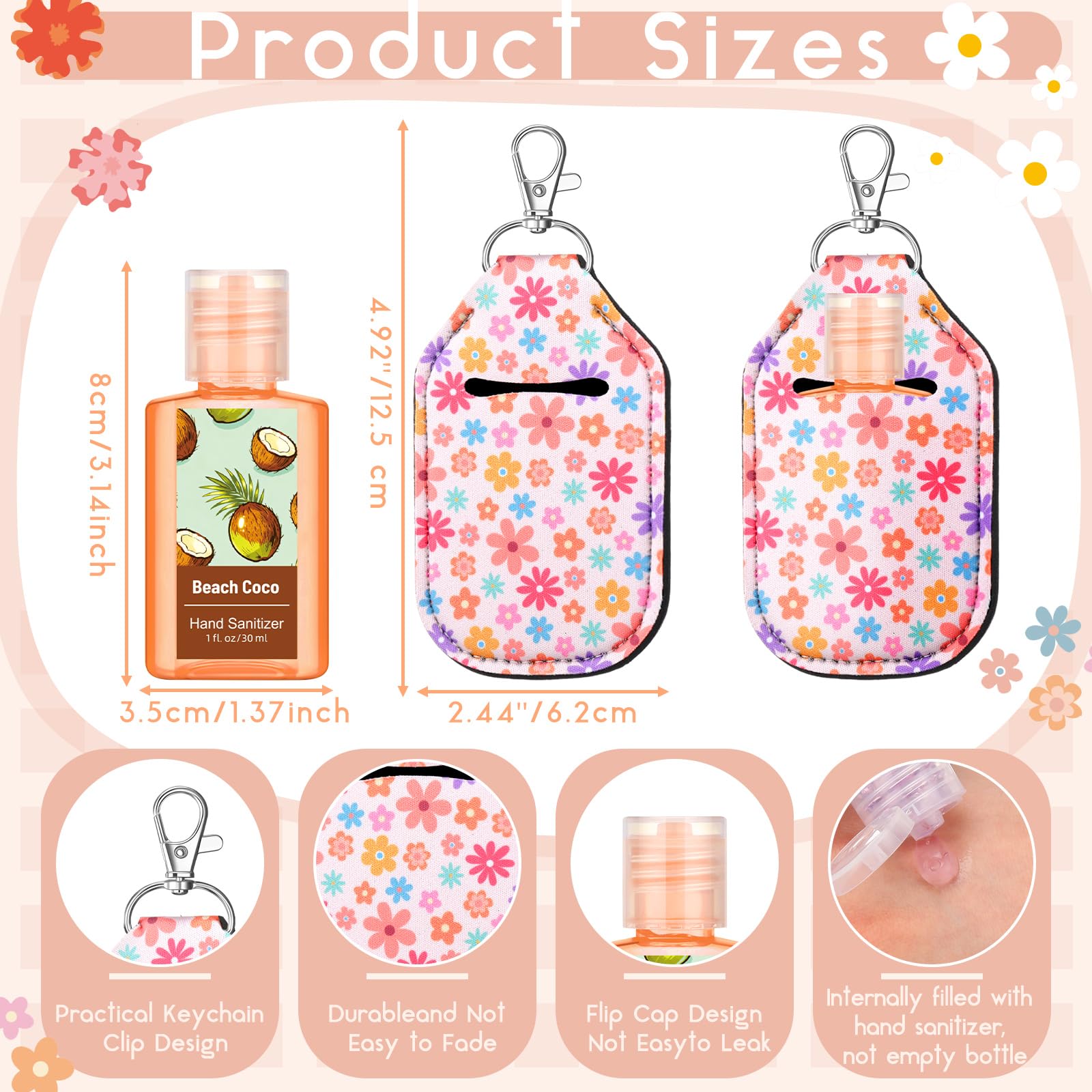 Frienda retro floral keychain holder keeps sanitizer handy and stylish