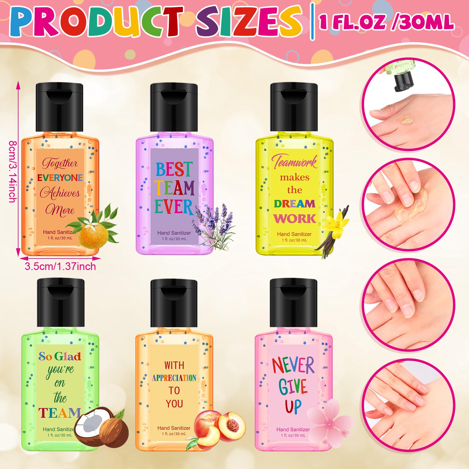 Frienda thank-you mini sanitizer front view with decorative label