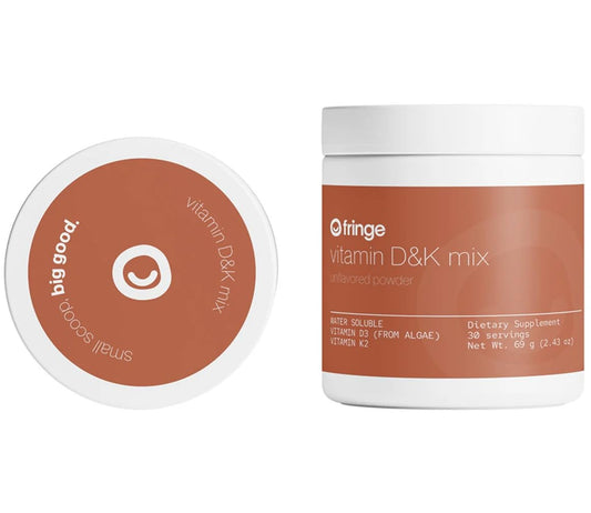Fringe D3 & K2 water-soluble bottle pour, easy daily dosing for wellness