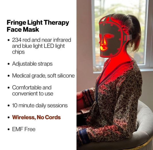 Fringe Red Face Mask LED chip closeup highlights dense 234 LEDs for even illumination