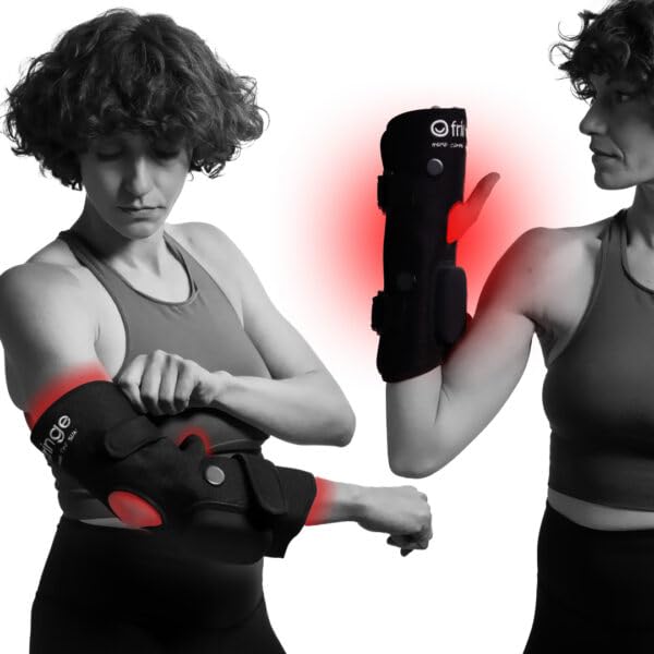 Fringe red light wrap on ankle for everyday joint ease and activity.
