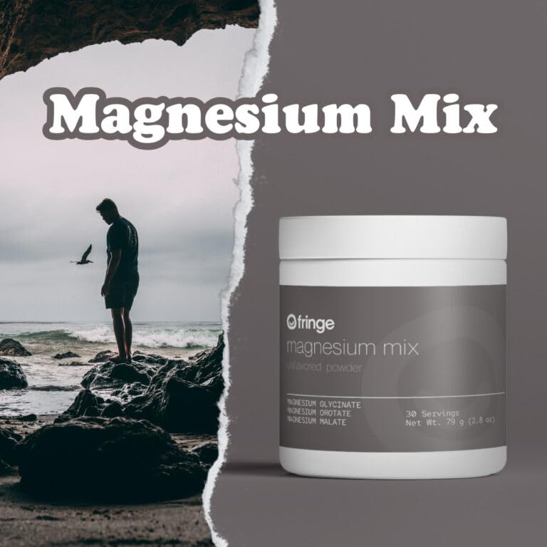 Fringe Triple Magnesium Mix scoop shows easy daily dosage.
