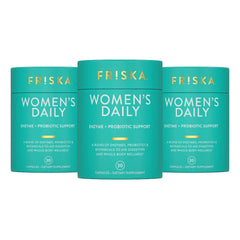 Friska Daily Digestive Enzymes capsules bottle front for daily digestion support