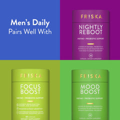 Friska enzyme formula with probiotic DE111 for gut balance.