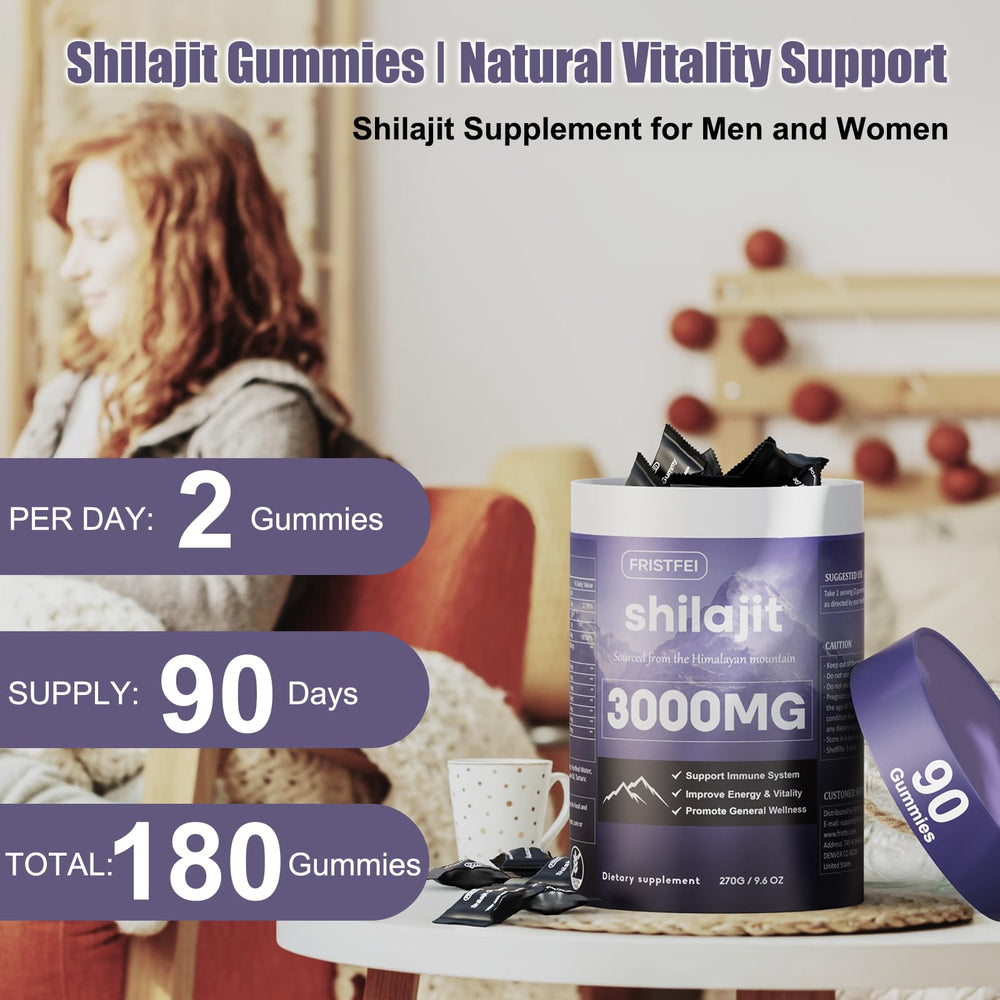 Fristfei Shilajit Gummies close-up texture reveals rich minerals and color