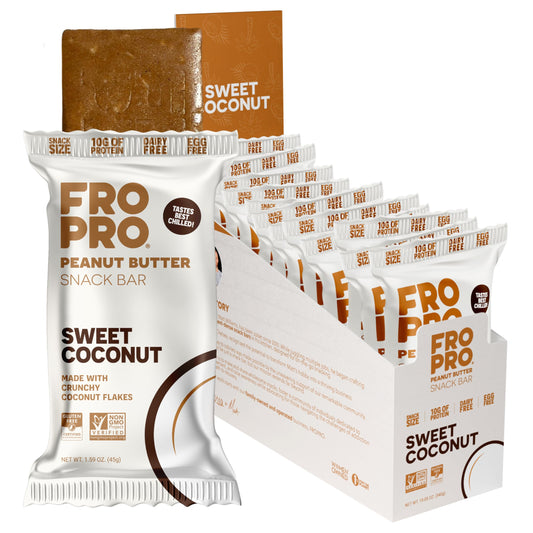 FRO PRO coconut protein bar pack ready for on-the-go snacking