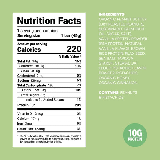 FRO PRO snack bar pistachio crunch highlights a crunchy, protein-rich bite.