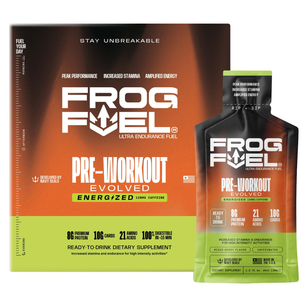Frog Fuel Ultra Energy Shot berry pack ready for on-the-go fueling