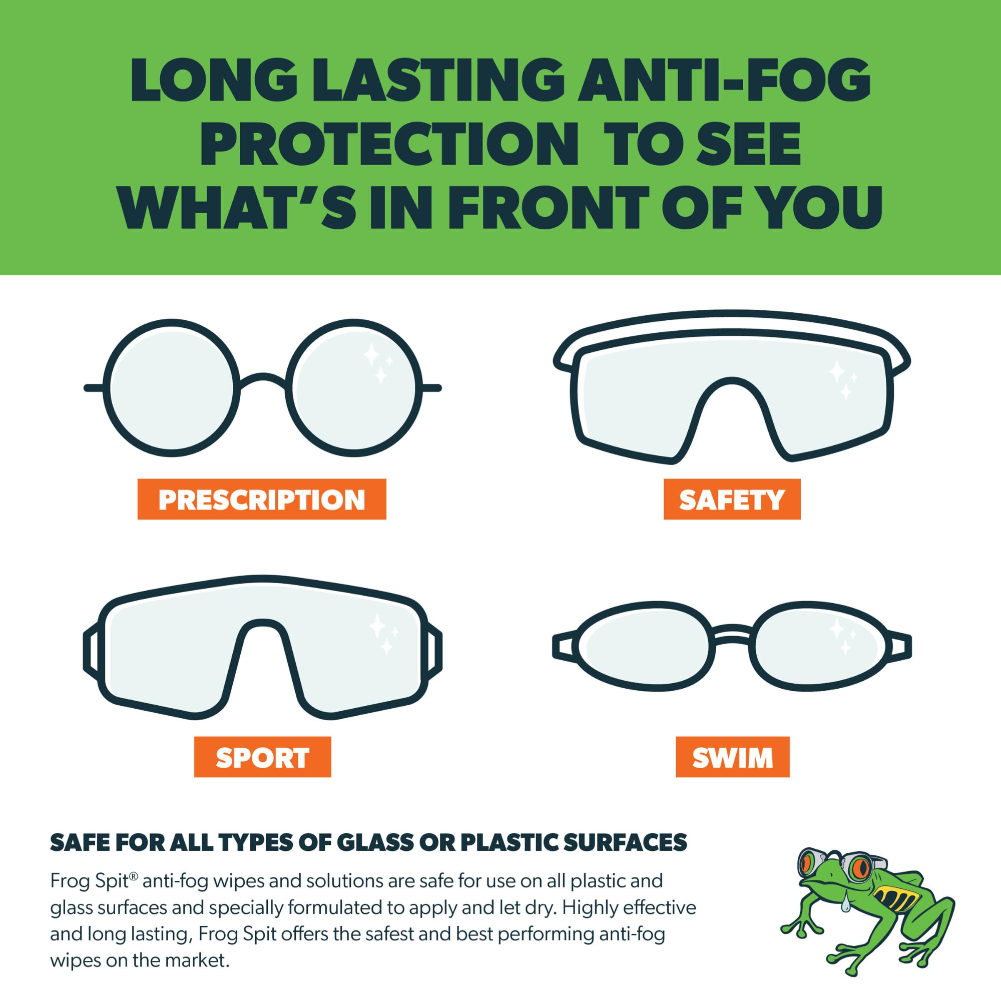 Frog Spit anti-fog wipe on goggles delivers instant fog resistance for biking
