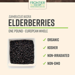 Frontier Co-op dried elderberries bulk bag ideal for jams and beverages