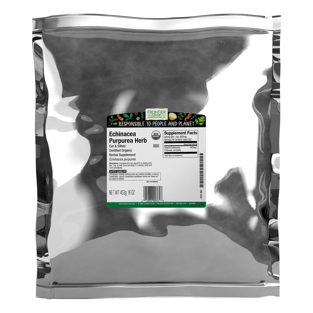 Frontier Co-op Echinacea root cut and sifted in a 1lb bulk bag for home use.