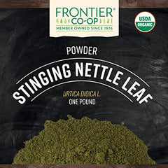 Frontier Co-op nettle powder with measuring spoon, ideal for precise seasoning.