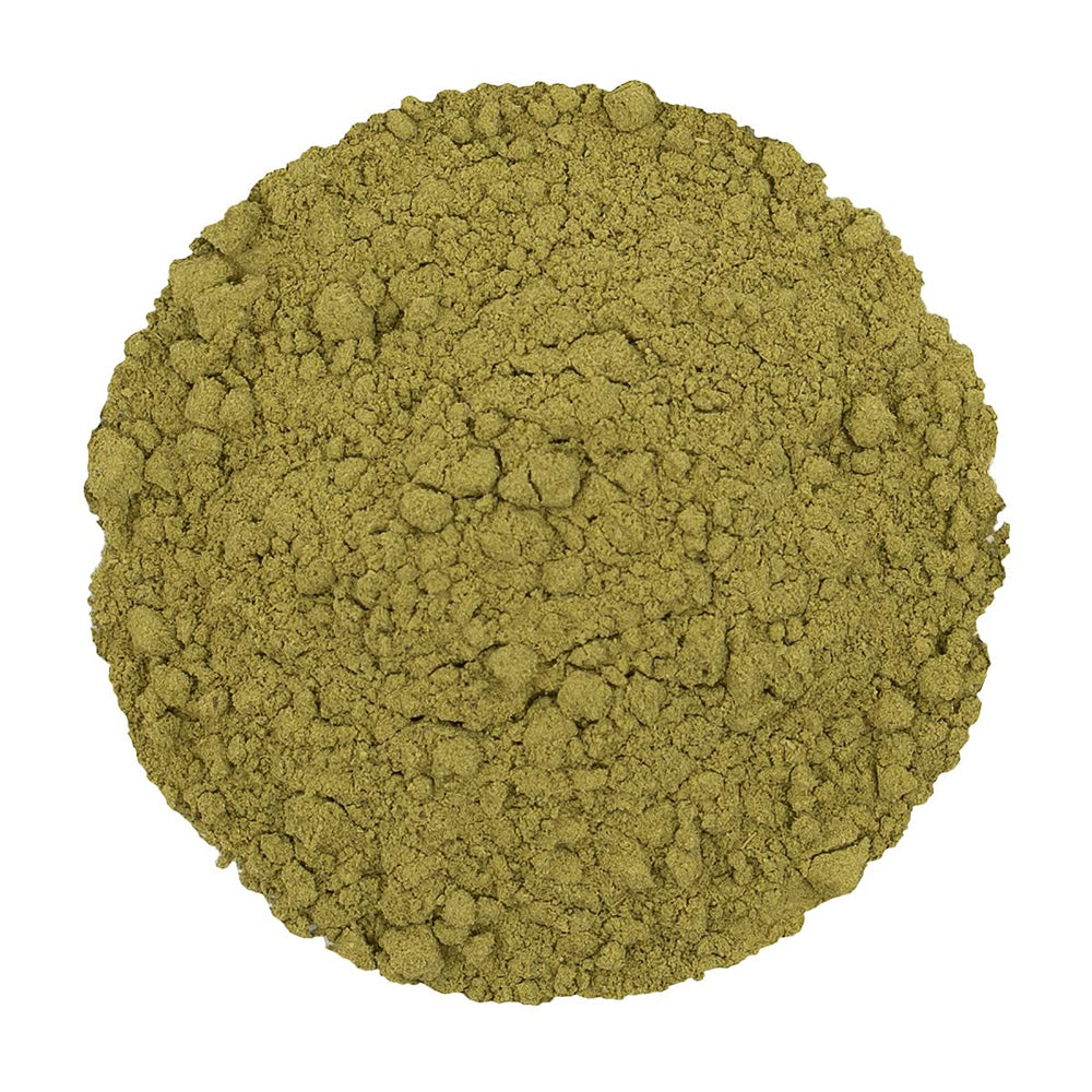 Frontier Co-op Senna leaf powder packaging highlights bulk eco-friendly setup for reduced waste.