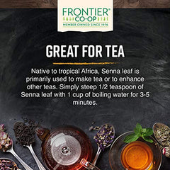 Frontier Senna powder scoop helps measure accurate portions for daily recipes.
