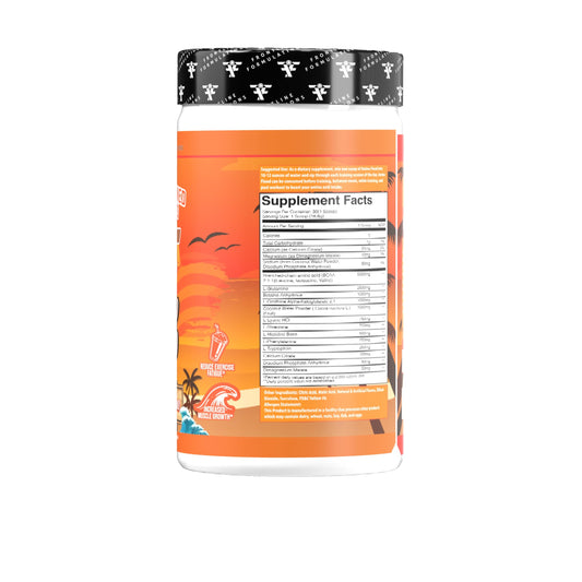 Amino Flood scoop is shown dispensing for precise intra-workout dosing.