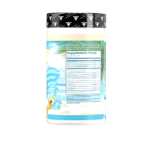 Amino Flood scoop provides precise dosing for BCAA and EAA support.