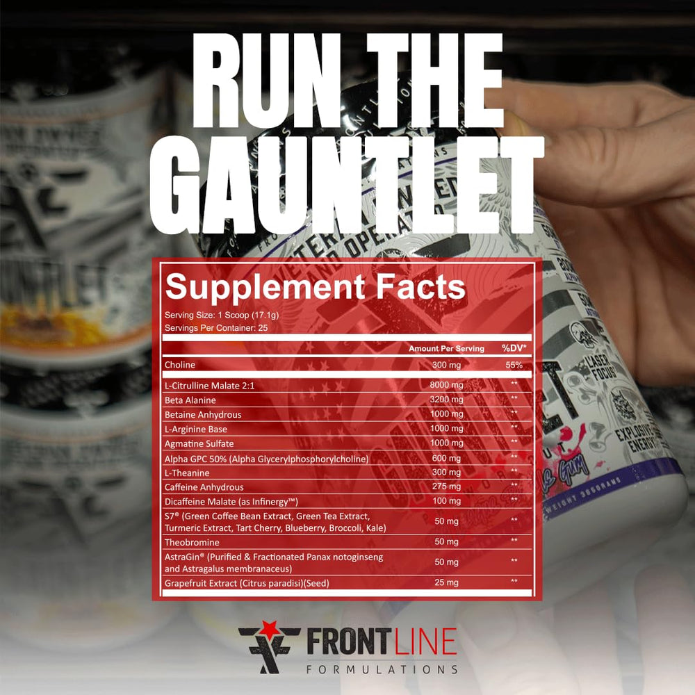 FRONTLINE FORMULATIONS Gauntlet grape watermelon flavor glass captures refreshing taste during training