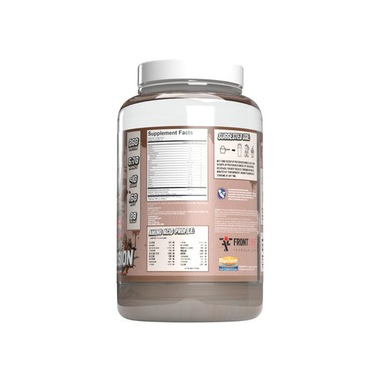 FRONTLINE FORMULATIONS Isolean chocolate explosion scoop showcases rich flavor.