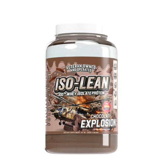 FRONTLINE FORMULATIONS Isolean protein jar with high-purity whey isolate for lean support.
