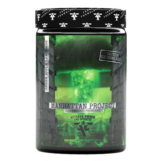 FRONTLINE FORMULATIONS Manhattan Project bottle for sustained energy during workouts.