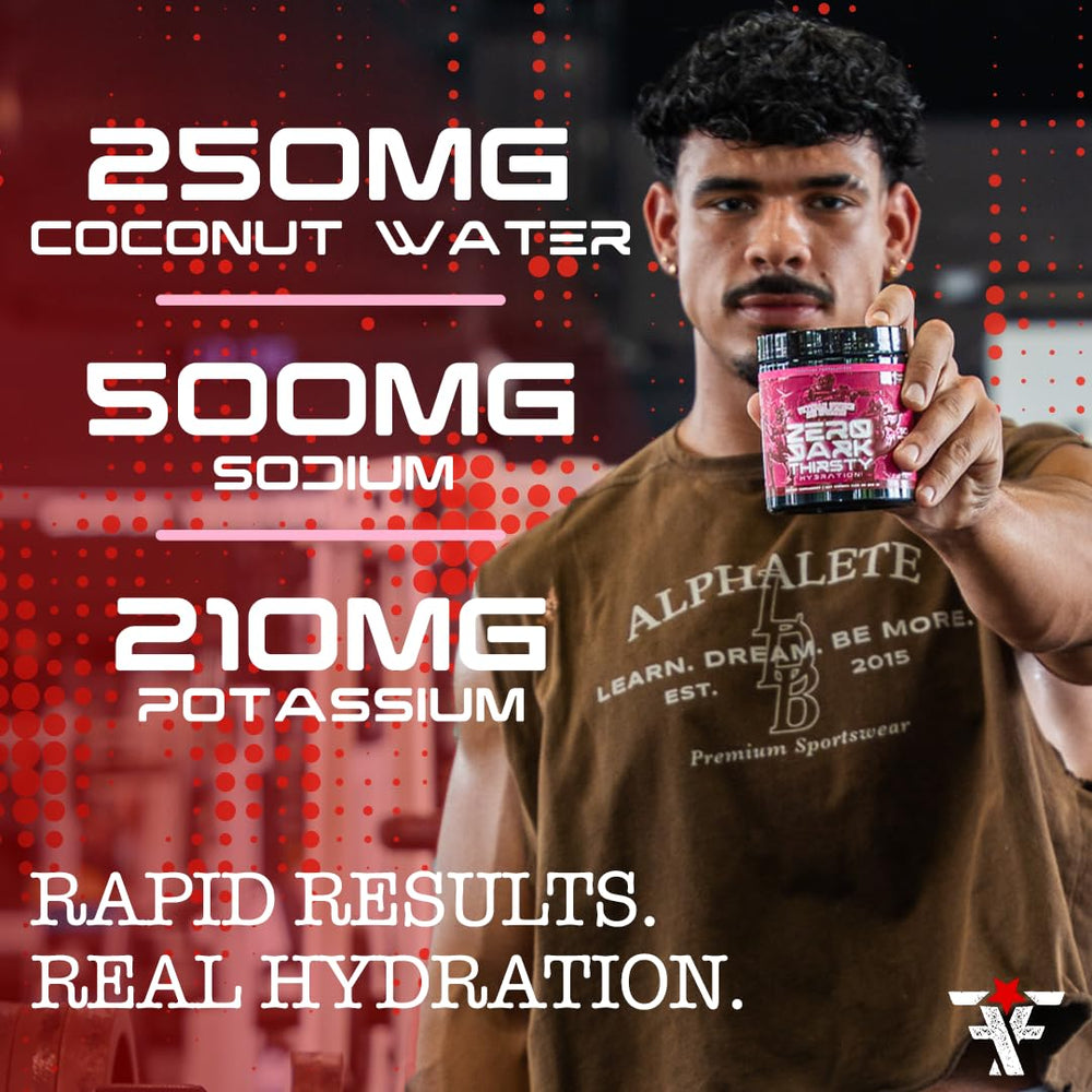 FRONTLINE FORMULATIONS Zero Dark Thirsty glass ready to sip after workouts