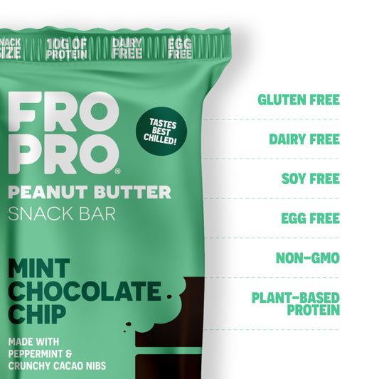 FRO PRO mint bar close-up shows chewy texture for quick energy.