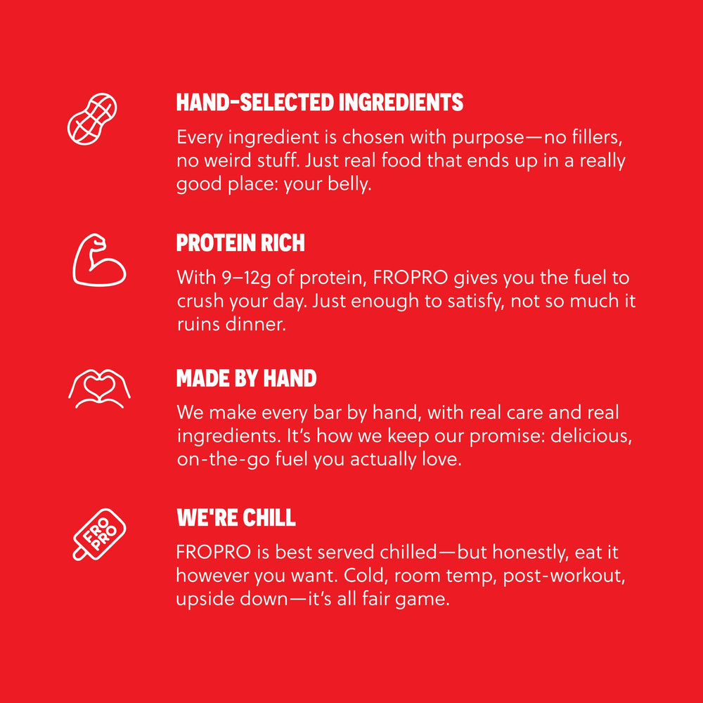 FROPRO bar shown as an on-the-go snack for active days.