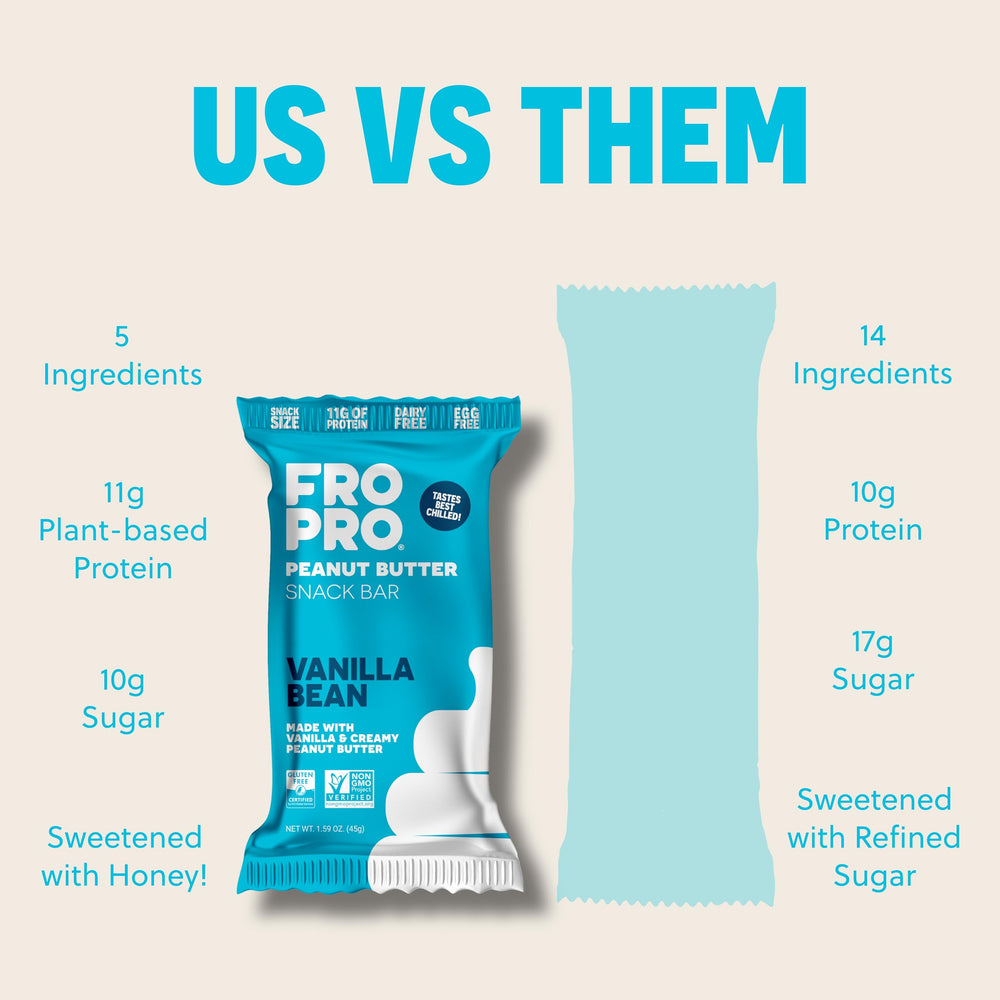 FROPRO wrapped vanilla bar package emphasizes all-natural ingredients.