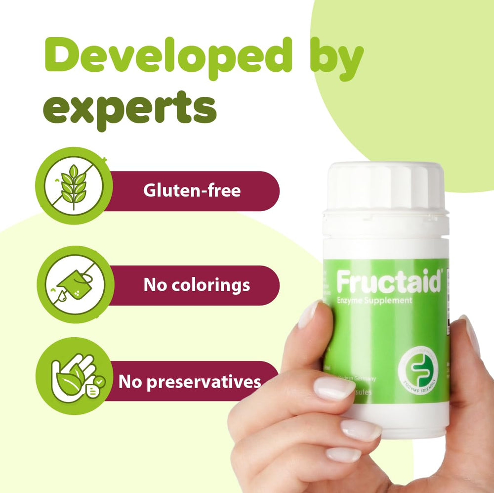 Fructaid gluten-free icon indicates suitability for gluten-sensitive users.