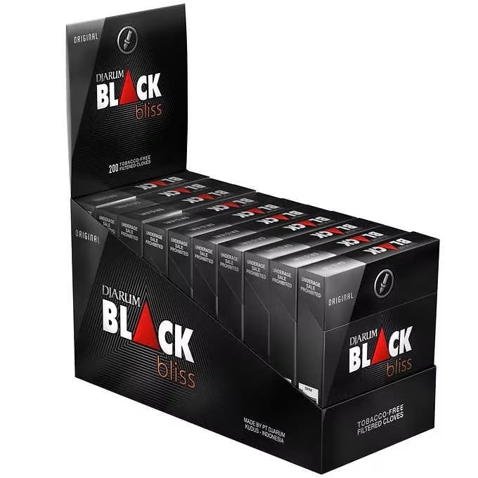 Djarum Original Black Bliss pack ready for travel with The Frugal Smoker branding