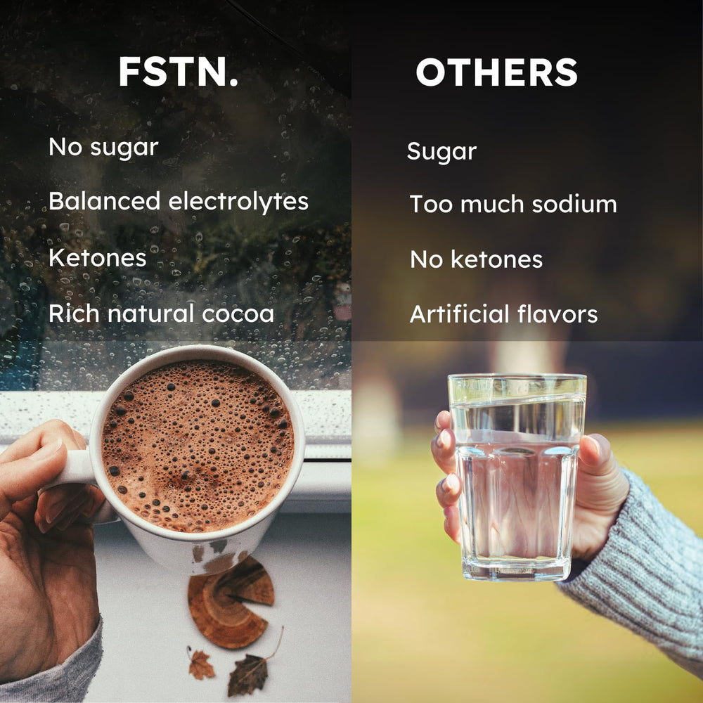FSTN chocolate electrolytes glass with chocolate liquid ready to sip