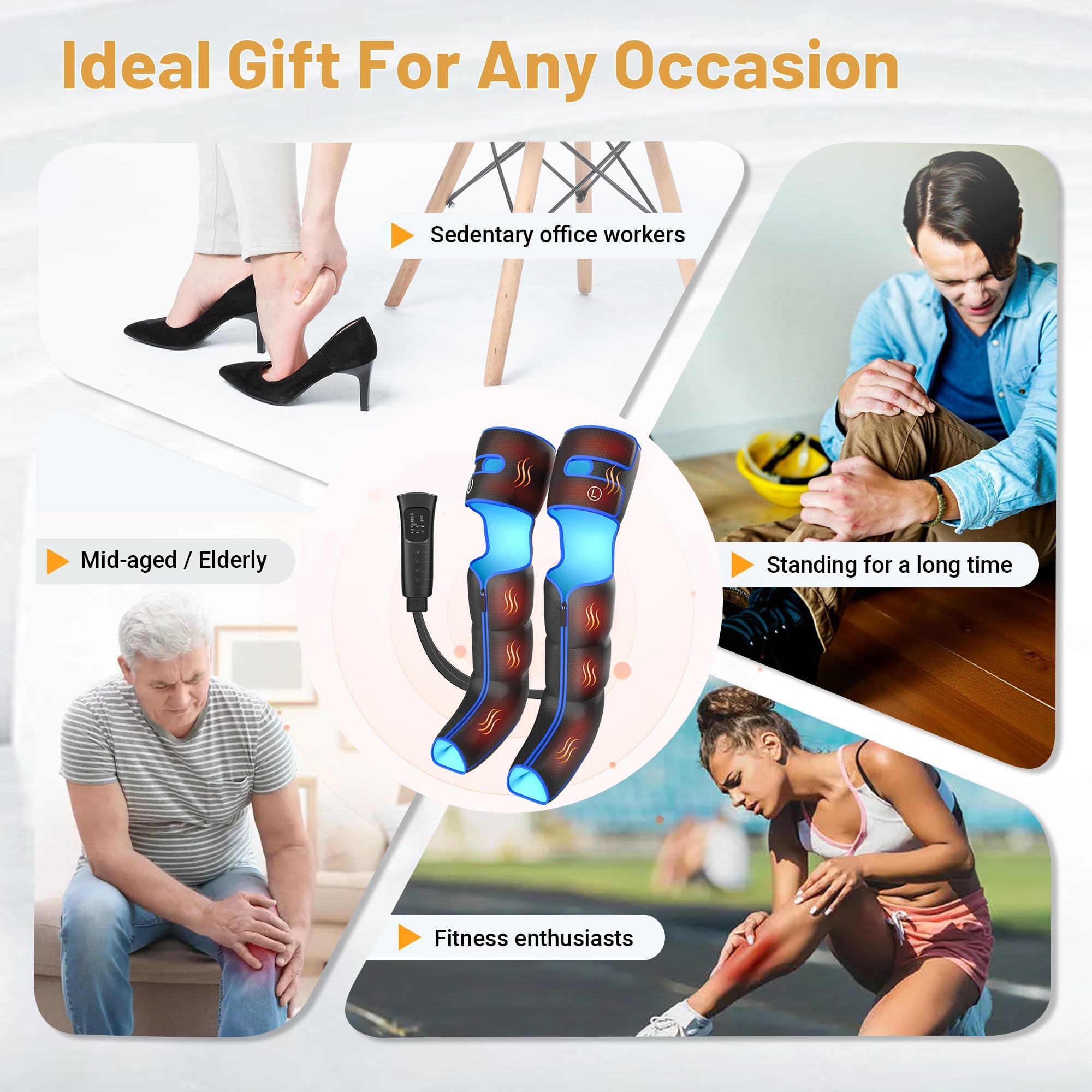 FSUON leg massager on the go use for home, gym, or travel.