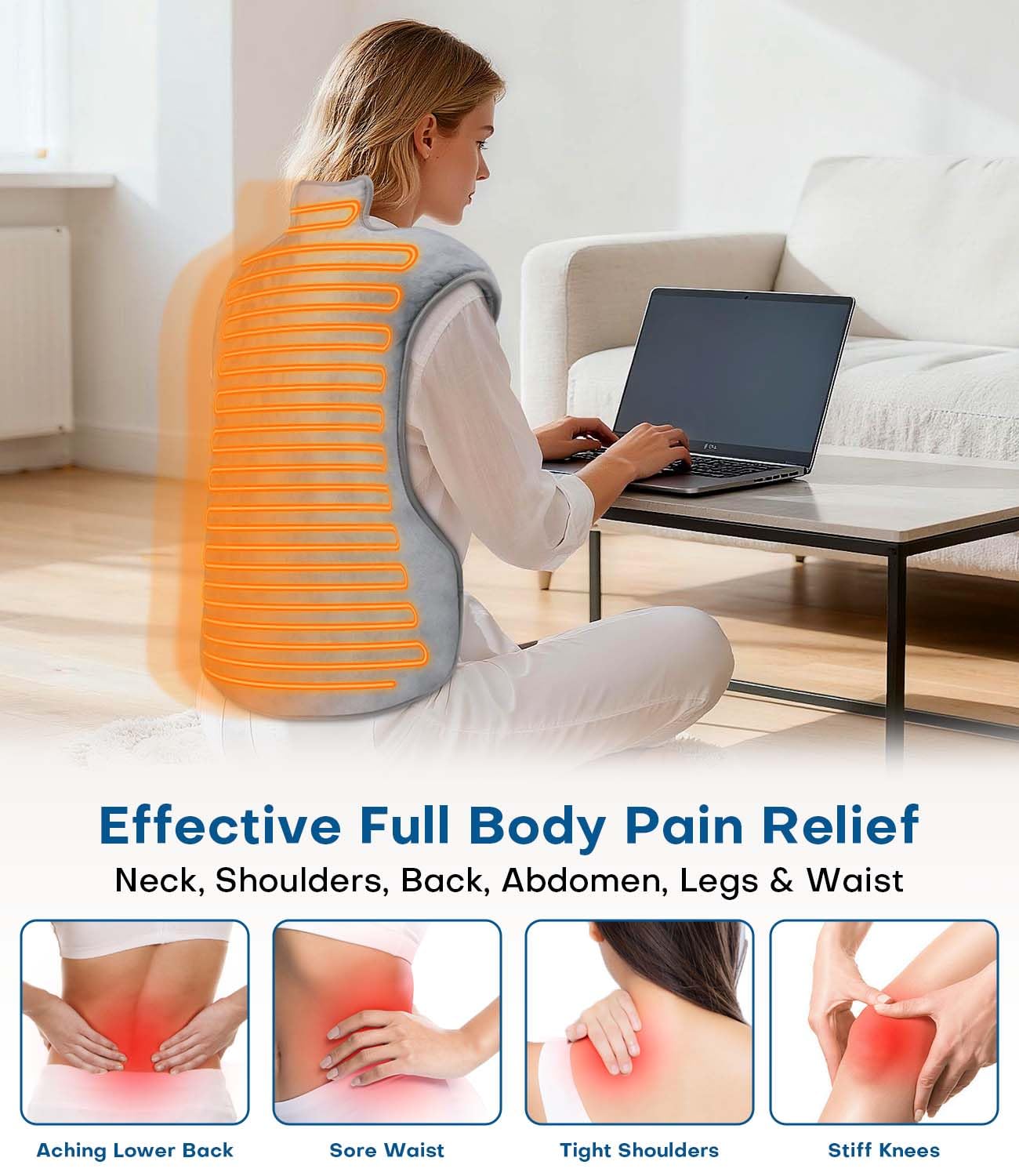 FTOYIN heating pad offers six heat settings for adjustable warmth.