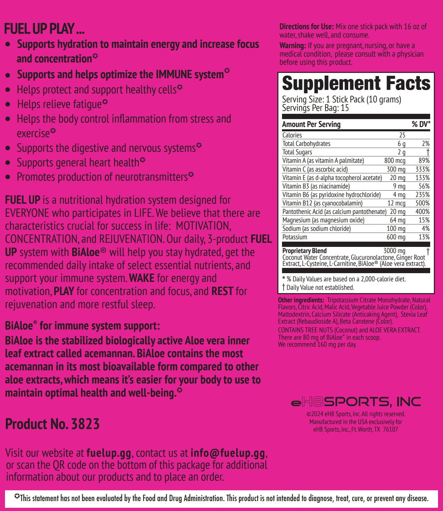 FU FUEL UP Fuel Up Play electrolyte powder dissolves quickly in water for refreshing hydration
