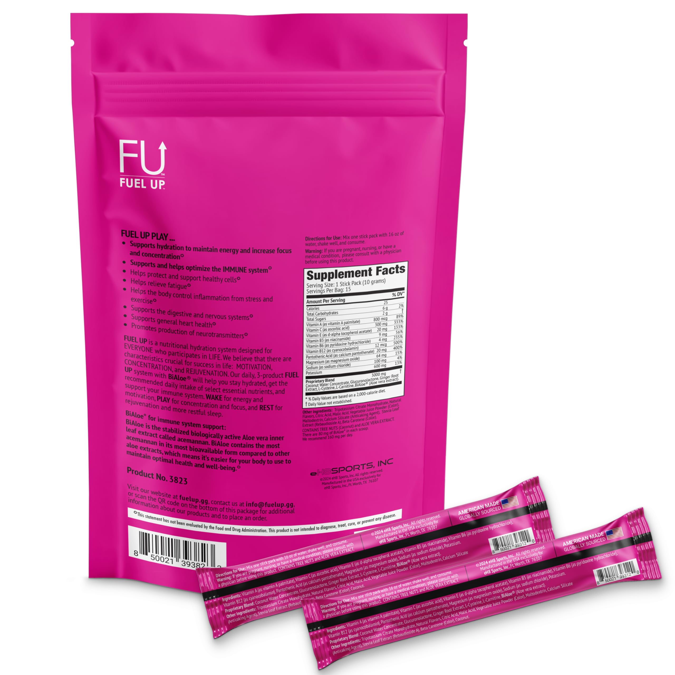 FU FUEL UP Fuel Up Play electrolyte powder stick packs ready-to-mix on the go