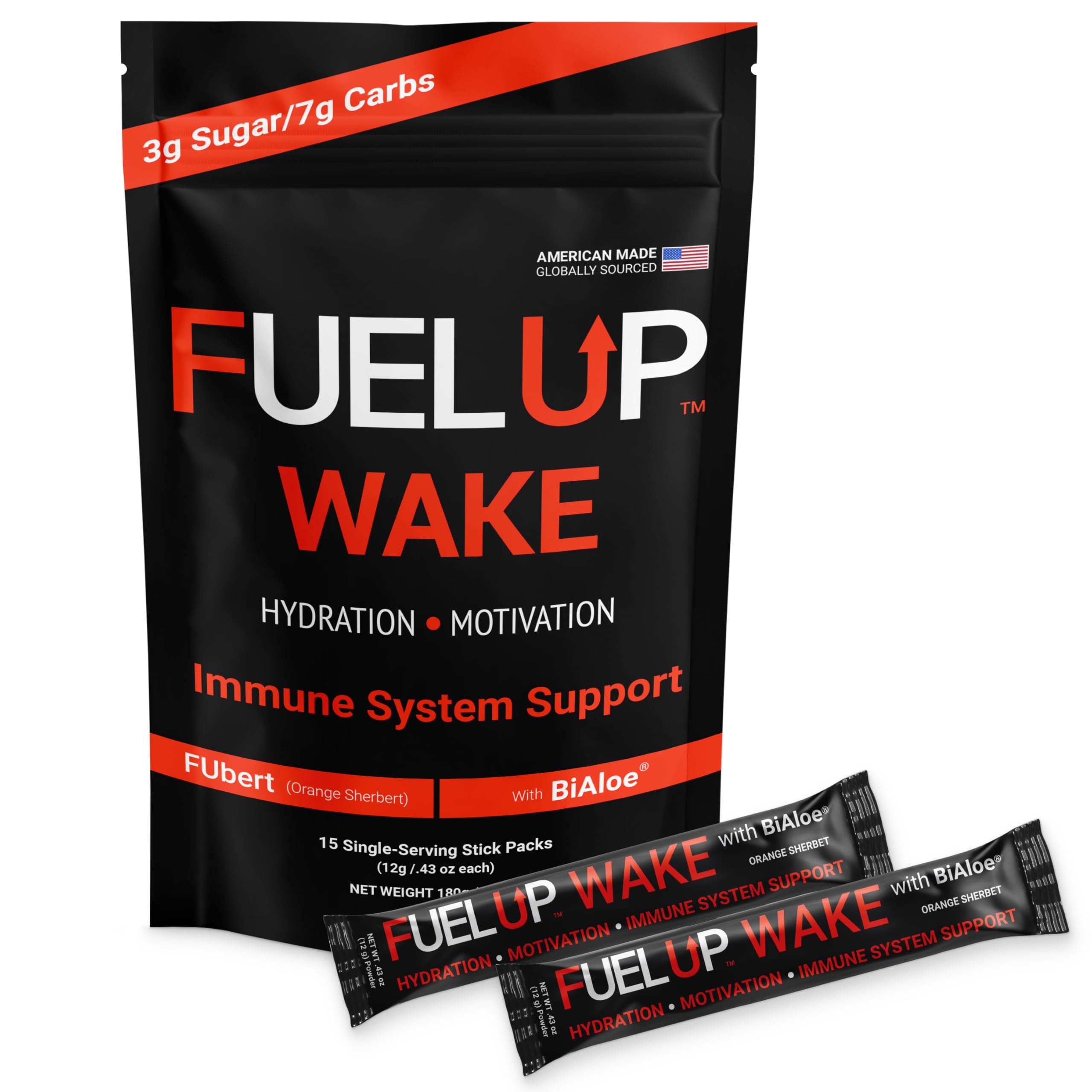 FU FUEL UP orange sherbet stick pack for on-the-go hydration and sustained energy