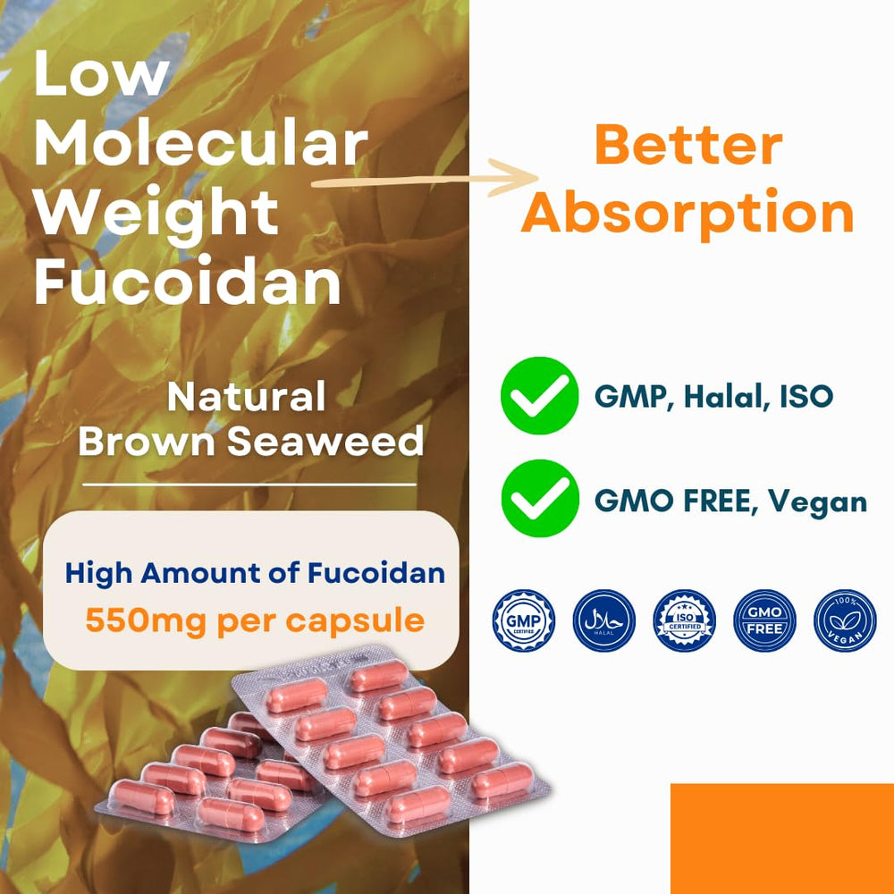 FUCOHIQ ONCOFUCO vegetarian label indicating plant-based capsules