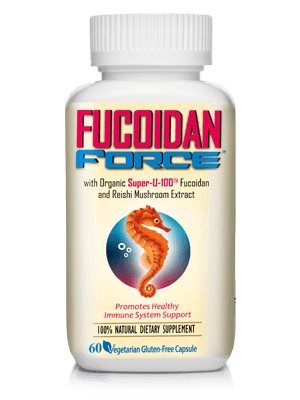 FUCOIDAN FORCE bottle label closeup showing standardized fucoidan