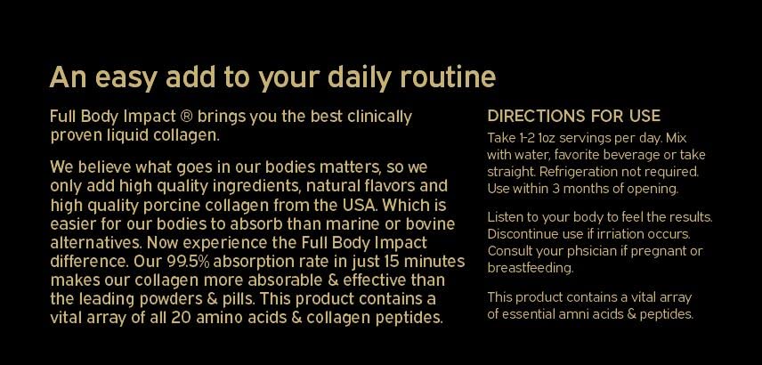 Full Body Impact 1oz sachet packet ready for convenient collagen dose