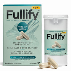 Fullify weight-management probiotics bottle with daily capsules for cravings control.