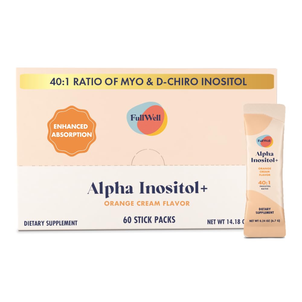 FullWell Alpha Inositol orange cream flavor stick pack for convenient daily use.