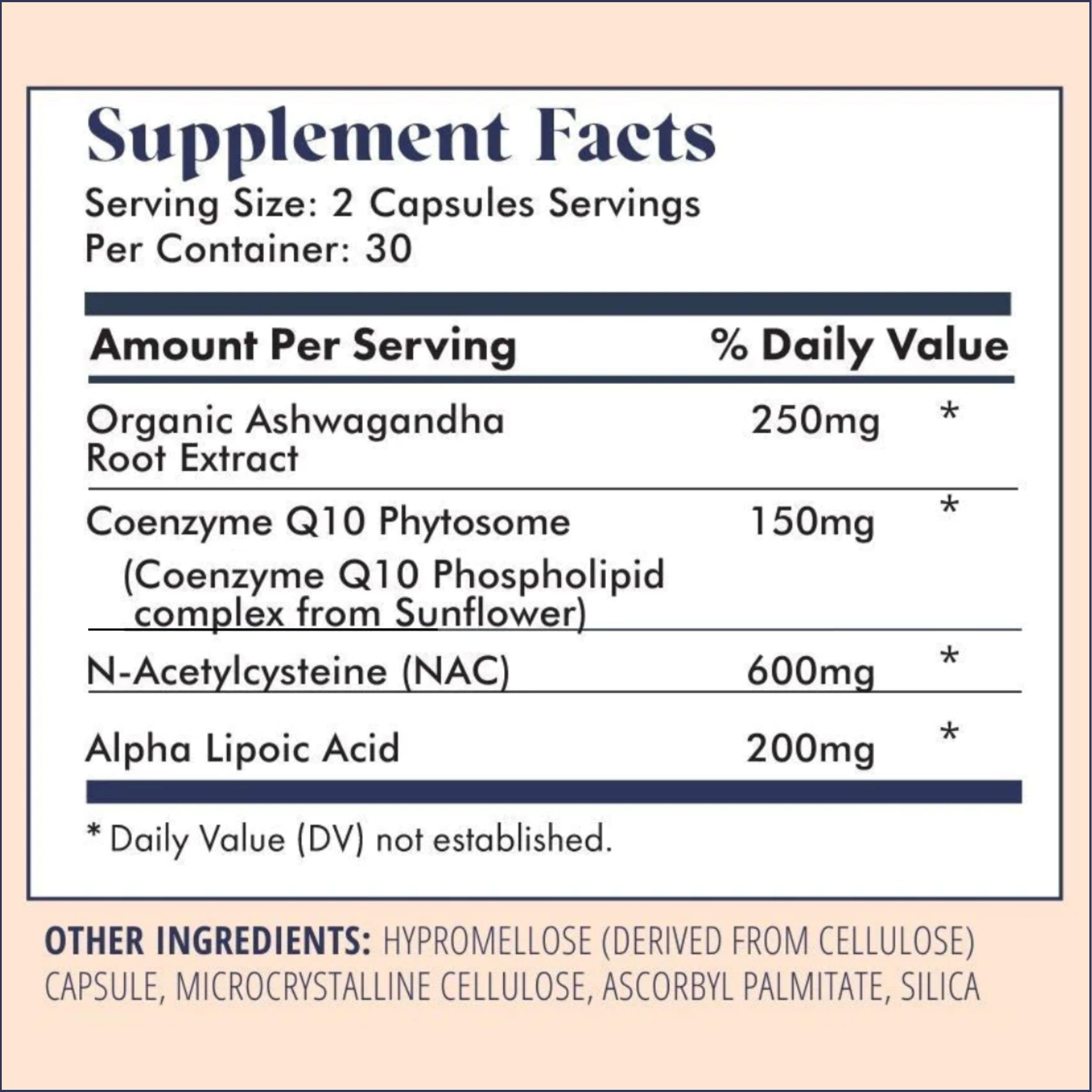 FullWell Fertility Booster key ingredients CoQ10 and Ashwagandha highlighted