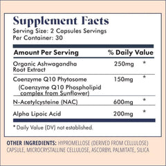 FullWell Fertility Booster key ingredients CoQ10 and Ashwagandha highlighted
