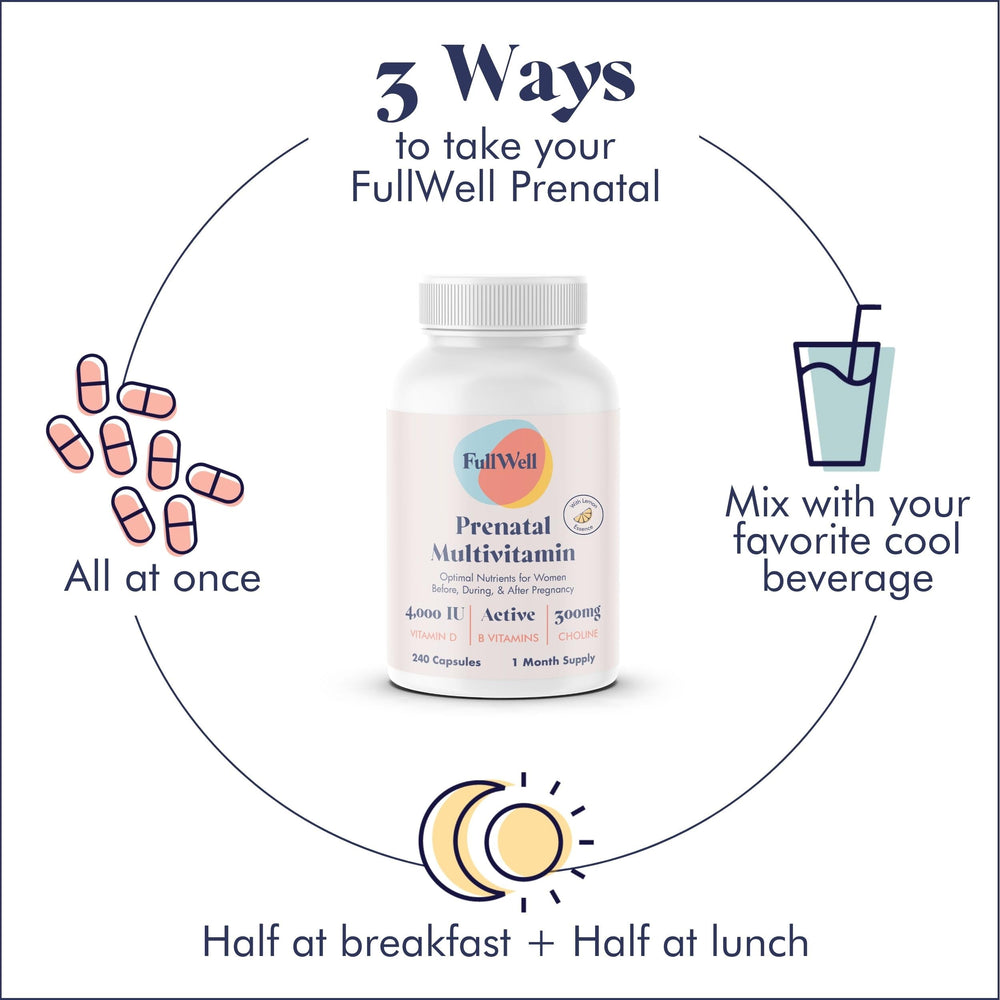 FullWell 30 servings displayed for convenient daily prenatal routine