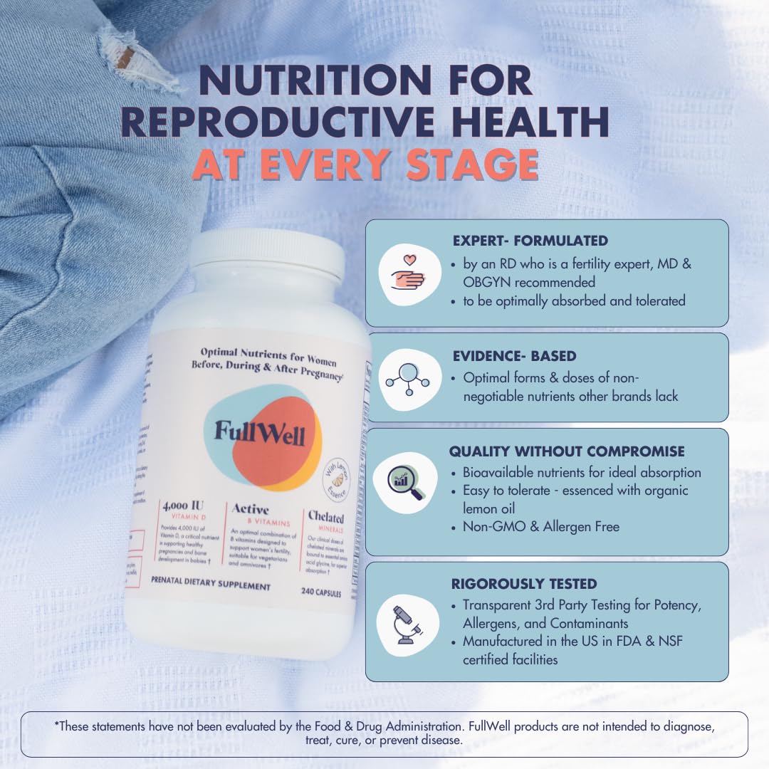 FullWell dietitian-formulated prenatal vitamins for comprehensive nutrient coverage